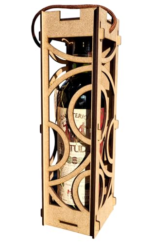 Cajas de Vino de Madera: Diseños y Materiales para Conservar tu Vino Genérico Caja Estuche Botella Vino Madera, Diseño Moderno y Elegante, Ideal para Aniversario, Día del Padre-Madre, Tienda Gourmet, Segunda Vida Útil como Lámpara Jardín. Regalo Invitados Boda., FBA001