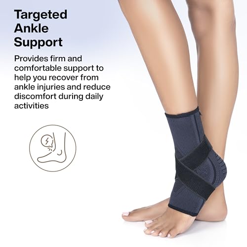 Image of FOVERA Ankle Binder for Ankle Injury Prevention and Protection, Helps in Pain Relief and Recovery, Breathable Nylon Material Super Elastic for Men & Women (Size S, 1 Unit)