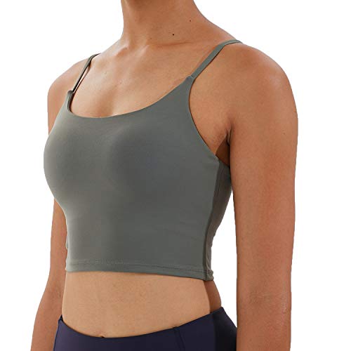 Image of Women's Strappy Stretch Sports Bra Longline Yoga Tank Top Fitness Bra Workout Camisole Crop Tops for Teen Girl