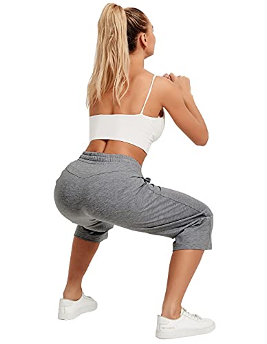 Image of SPECIALMAGIC Women Capri Pants Cotton Yoga Wide Leg Pajama Pants Capris Sweatpants Sports
