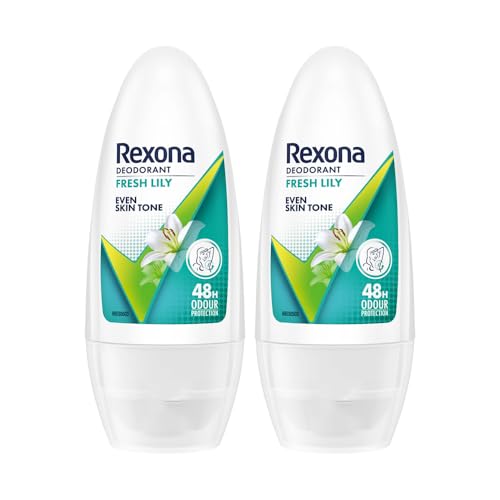 Rexona Fresh Lily Underarm Roll-On Deodorant for Women | Even Skin Tone | 48H Odour Protection | 50ML (Combo of 2)