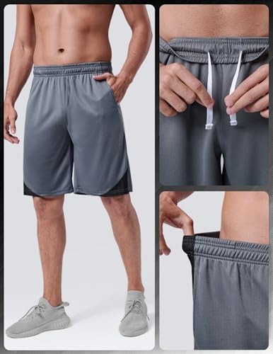 Image of Liberty Imports Pack of 5 Men's Athletic Basketball Shorts Mesh Quick Dry Activewear with Pockets