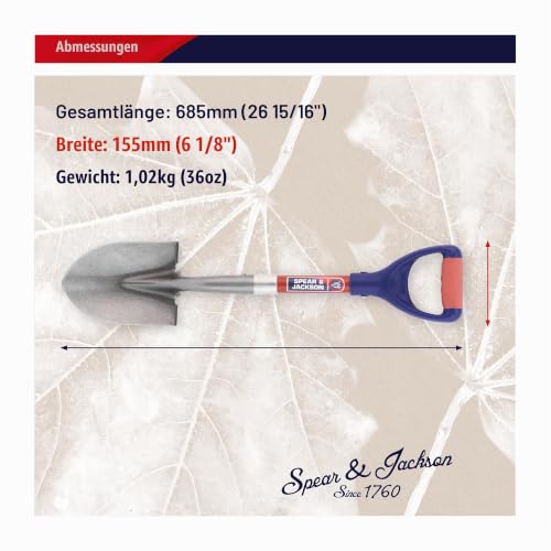 Spear & Jackson MICROROUND Micro-Rundspaten 695 mm (27 1/2"), Fiberglasstiel, Blatt aus Kohlenstoffstahl… – Ansicht 6