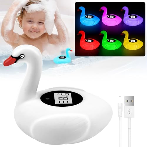 Image of Pircaath Baby Bath Thermometer with Colorful Lights, Swan Baby Bath Temperature Toy, BPA-Free Baby Bathtub Water Thermometer for Newborn, Infants, Pregnancy