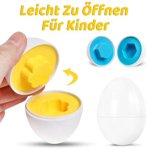 Skrtuan Montessori Spielzeug Passende Eier Farbe & Form Erkennung Sorter Skills Spielzeug für Kleinkinder,Passende Eier Set Osterei,Feinmotorik Montessori Puzzle Geschenk