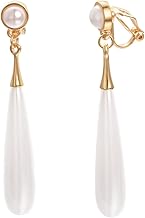 Vissen Boucle d'oreille Pendante Clips Femme Perles Plaqué or Argent Pendant D'oreilles Non Percées Fantaisie Bijoux