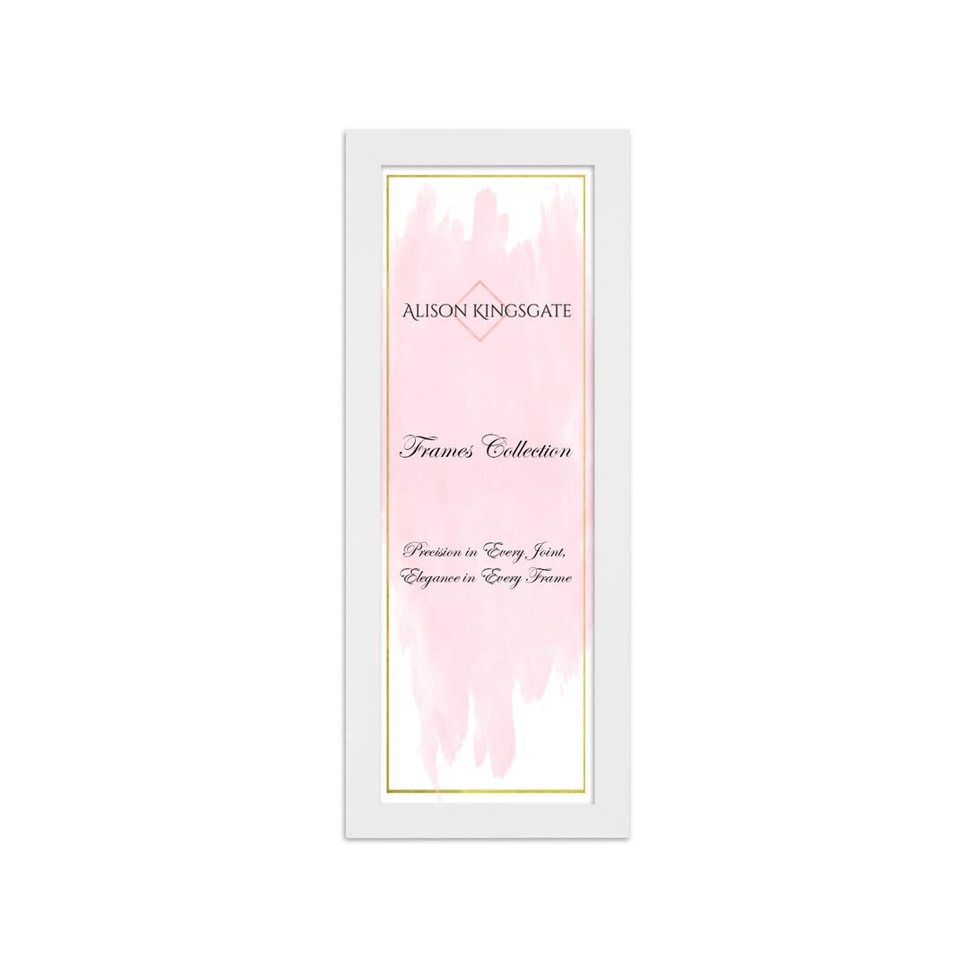 Alison Kingsgate Modern 24X12 White Picture Frames- Engineered Wood Photo Frame with Shatterproof Perspex Front- Ideal for Posters Certificates & Artwork- Wall Mount or Tabletop Display