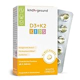 Vitamin D3K2 Kapseln für Kinder - zuckerfrei - 800IE (20µg) Vitamin D3 für das Immunsystem - nur 1 Kapsel täglich - mit 25µg Vitamin K2 und 194mg Omega-3-45 Mini-Kapseln - 1,5 Monats-Vorrat