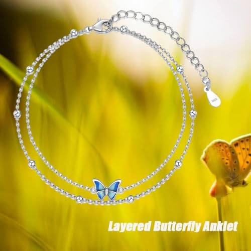 Image of Nature Style Bracelet for Women Charm Link Bracelet Adjustable Pineapple /Dragonfly /Butterfly /Daisy /Highland Cow Anklet Bracelet 925 Sterling Silver Anniversary Jewelry Birthday Gifts