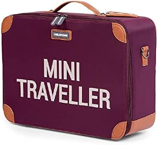 Childhome Mini Traveller - Valigetta per bambini con tracolla e targhetta per nome, 40 x 30 x 15 cm, colore: Melanzana
