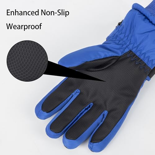 INOGIH Kids Waterproof Ski-Gloves Warm Snow Gloves for 6-12 Years,Winter Thick Warm Snowboard Gloves for Youth Teens2