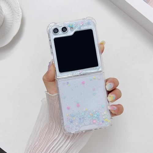 Coque transparente Z Flip 4 paillettes Love Star pour vos soirées branchées