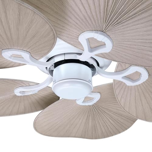 Image of Westinghouse Lighting Oasis Tropical Ceiling Fan, 44 Inch Indoor /Outdoor Ceiling Fan with Remote Control, Matte White Finish, DC Motor