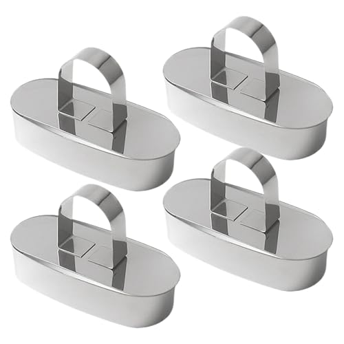 Juego de anillos de postre, 4 anillos de acero duraderos, moldes de alimentos, anillos para hornear para mousse, pasteles, pasteles con herramienta de prensa de alimentos para proyectos culinarios