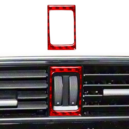 UOADA Compatible with Porsche Cayenne 9YA/9YB/E3 2018-2023 Accessories Rear Console Air Vent A/C Control Konb Decals Decor Car Stickers Trim Accent Red Real Soft Carbon Fiber