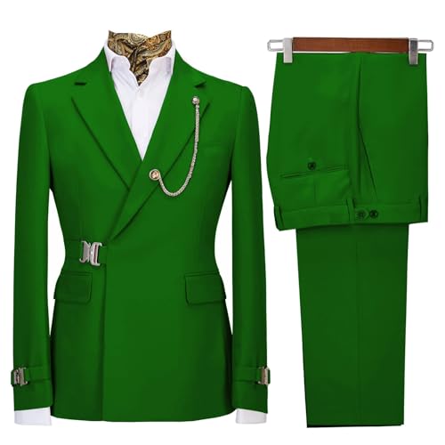 Men's 2 Piece Suit Metal Clasp Stylish Casual Business Slim Fit Suit Solid Wedding Prom Tuxedo Groomsmen3