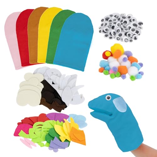 Rainflow LST-HAND PUPPET-01 6Pcs Hand Puppets - Hand Puppet Making Kit Sock Puppet Arts And Crafts Puppet Kit cover