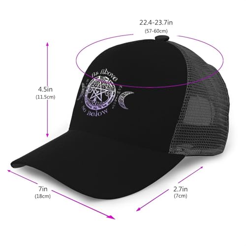 Wiccan Pagan Witch Tripple Moon Pentagram Unisex Mesh Baseball Caps - Classic Adjustable Hat2