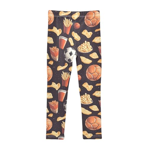 Football with Fries Girls Leggings Athletic Pants Tights Stretch Bottom2