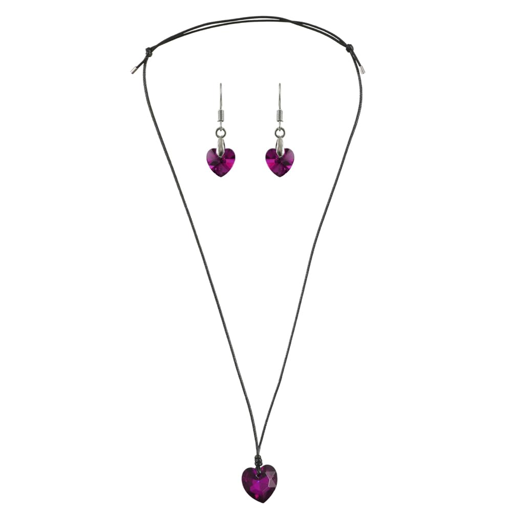 Vientiq Purple Crystal Heart Pendant Necklace and Earrings Set (B0CJMH2212) Amazon Price History, Amazon Price Tracker