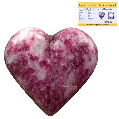 Image of Crystal Heaven Certified Lepidolite Crystal Heart Palm Pebbles Stones For Anxiety Stress Relief Massage - Aaa Grade Original Healing Gemstone Agate Heart Palm Stone For Yoga Meditation Spiritual