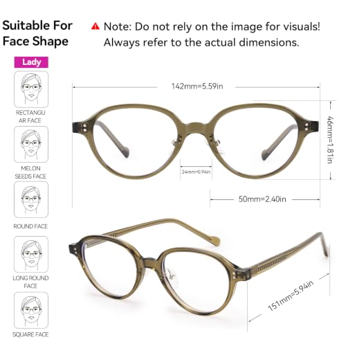Image of Dollger Blue Light Blocking Glasses For Woman Men TR90 Retro Round Computer BlueLight Glasses Clear Lens Non-Prescription Olive Green
