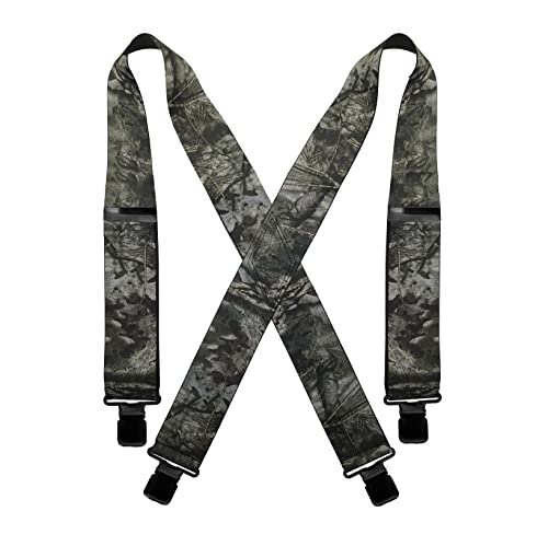 KRICJYH Camo Suspenders for Men Heavy Duty Clips Hunting Work Adjustable Braces