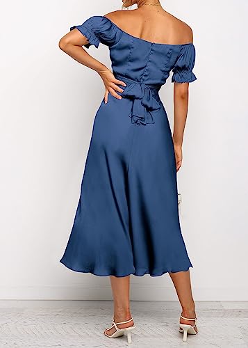 Image of KIRUNDO Women's Satin Summer Wedding Guest Cocktail Dress