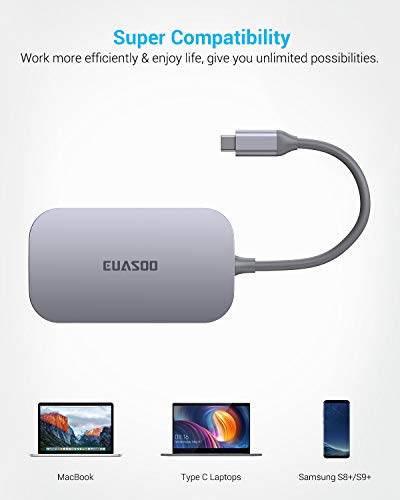 USB C Hub, Type C Hub EUASOO 8 in 1 Adapter with 4K HDMI, 3 USB 3.0 Ports, USB 2.0 Port, SD/TF Card Reader, USB C PD 3.0, Compatible for Mac Pro and Other Type C Laptops - Thumbnail 6