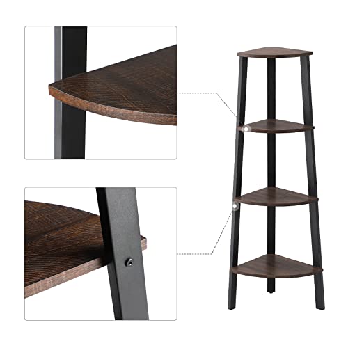 Image of VASAGLE 4-Tier Corner Shelf Stand, Modern Ladder Shelf