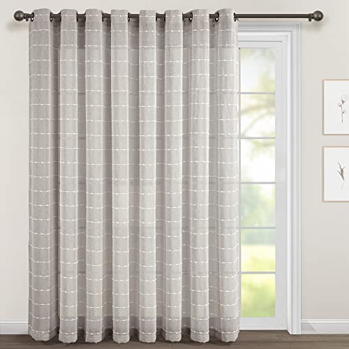 Lush Decor Farmhouse Textured Grommet Sheer Window Curtain Panel (Single Panel), 115"W x 84"L, Gray