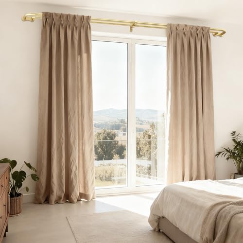 Double Curtain Rod, Gold Wrap Around Blackout Dual Curtain Rods for Windows 30 to 56 inch, Adjustable Heavy Duty Spliced Room Darkening Window Treatment Rods, All Metal, Aluminium Bracket by Wolistsa - Image 5