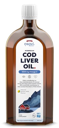 Osavi Norwegian Cod Liver Oil, 1000mg Omega 3 (Lemon-Mint) - 500 ml.