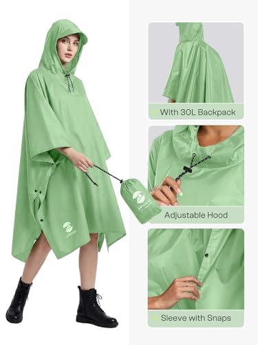 Image of SaphiRose Hooded Rain Poncho Waterproof Raincoat Jacket for Men Women Adults