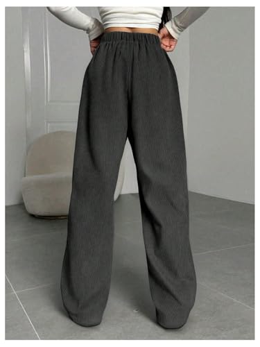 Milumia Girl's Bottom Corduroy Elastic Waist Straight Pants Loose Casual Trousers3