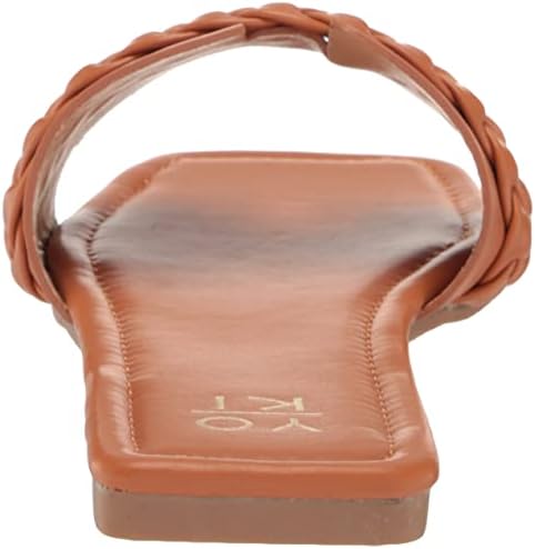 YOKI Women's Open Toe Sandal Flat, Rust, 8 | Image 2