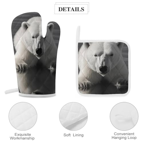 Lot de 4 maniques ours polaire antidérapantes et imperméables pour cuisine