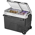 VEVOR Portable Car Refrigerator, 12 Volt Car Refrigerator Fridge, 58 L / 61.5 QT Dual Zone Portable Freezer, -4?-68? Adjustable Temperature, Compressor Cooler for Home, Outdoor, Camping, RV, Car