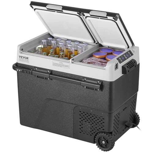VEVOR Portable Car Refrigerator, 12 Volt Car Refrigerator Fridge, 58 L / 61.5 QT Dual Zone Portable...