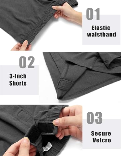 Deyeek Unisex Tear Away Shorts 3-inch Knee Hip Replacement Kit After Surgery Post Surgery Cotton Shorts Without Pocket4