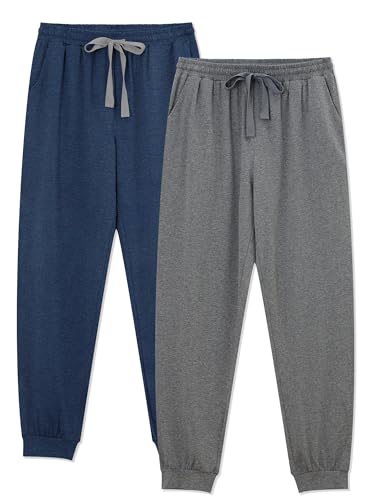 EA'S SECRET Men's 100% Cotton Pajama Bottoms Stretch Waist Soft Drawstring Sleep Lounge Pj Pants with Pockets