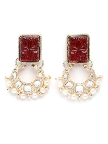 Image of Karatcart Pink Stone Studded Pearl Kundan Necklace Set for Women