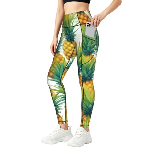 Leggings con estampado de piñas y conjunto de entrenamiento para mujer de uso diario