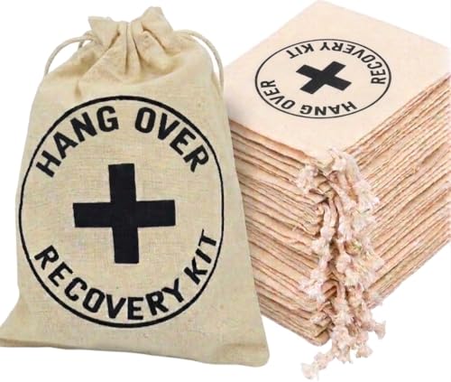 WH SIGNATURE Hangover Kit Bags for Bachelorette Party Favors, Bridal Shower Drawstring Bag, Wedding Welcome Gift Bag Supplies – Pack of 10
