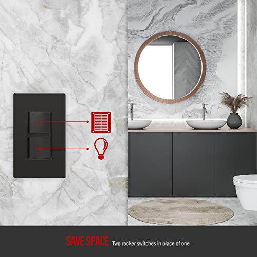 Enerlites Double Paddle Rocker Decorator Switch, Ground Terminal, Clamp-Type Back Insert Wiring, Copper Wires Only, Single Pole, Residential/Commercial Grade, 15A 120-277Vac, 62834-Db, Dark Bronze #TOP3