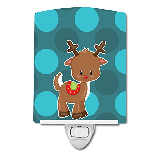 Lámpara de noche cerámica con reno navideño multicolor