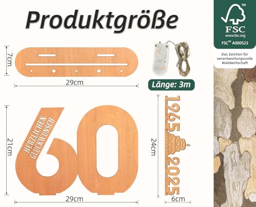 Giftota - 2025 Originelle 30 Geburtstag Geschenk Frauen & Männer - 30 Perlenhochzeit - Geldgeschenke 30 mit LED Lichterkette Ständer - Holz-Schild Gästebuch - 30 Geburtstag Deko - Hochzeitsgeschenke