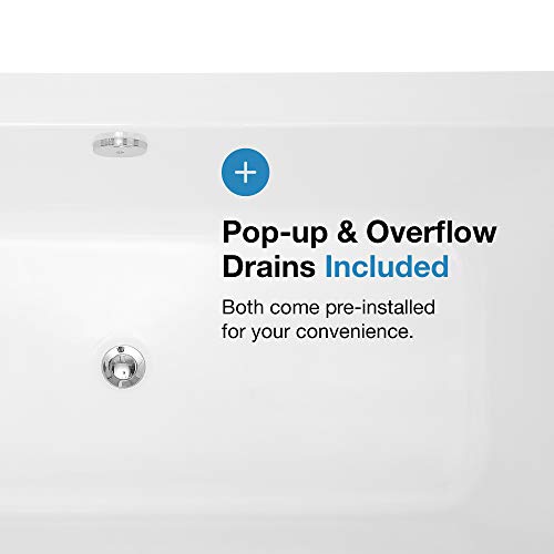 Ove Decors Freestanding Modern Soaking Bathtub In Glossy Chrome Pop Up Drain And Waste Overflow, 69 Inches, Kido 69 White #TOP1