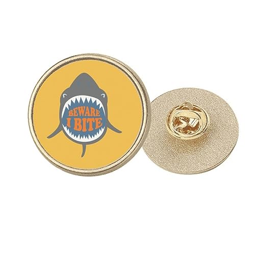 Broche ronde en métal doré Shark pour personnaliser vos vestes d'automne