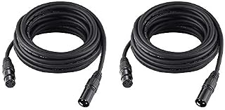 7.62 DMX Cable, 2PCS WorldLite 25ft DMX Signal Cables Signal Wires, 3-Pin XLR Male to Female Stage Lighting Cable with Metal Connectors, Connection for DMX512 Stage & DJ Lighting fixtures